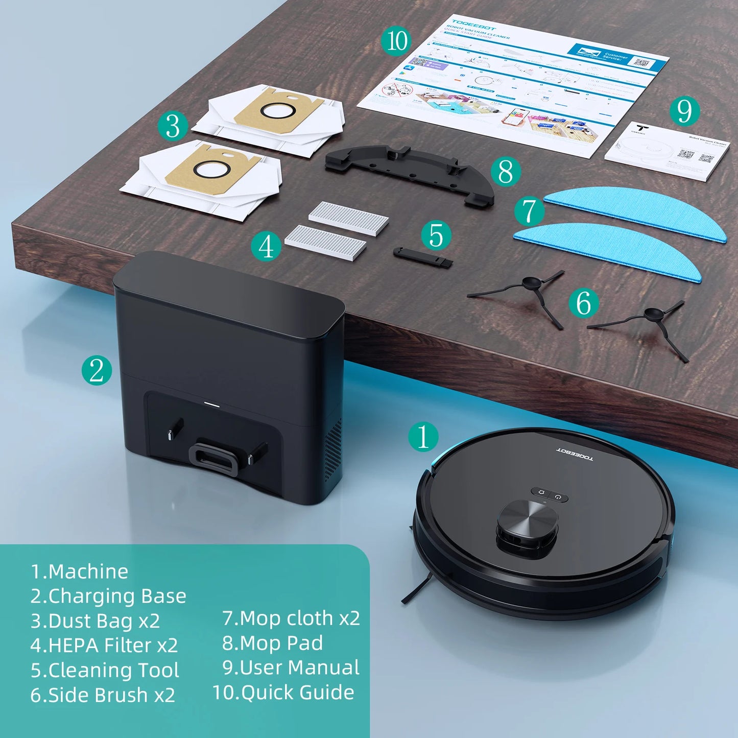 🧹 TOQEEBOT Smart Cleaning Robot – 4500Pa Suction | Auto Empty | Laser Navigation | WiFi & Alexa Control