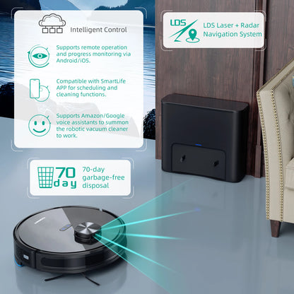 🧹 TOQEEBOT Smart Cleaning Robot – 4500Pa Suction | Auto Empty | Laser Navigation | WiFi & Alexa Control